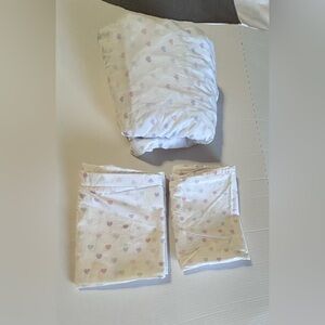 Pottery Barn Kids Full Fitted  Sheet &  2 PillowcaseMulti Colored Pastel  Hearts